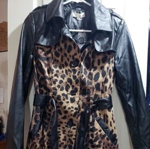 Belted leopard coat